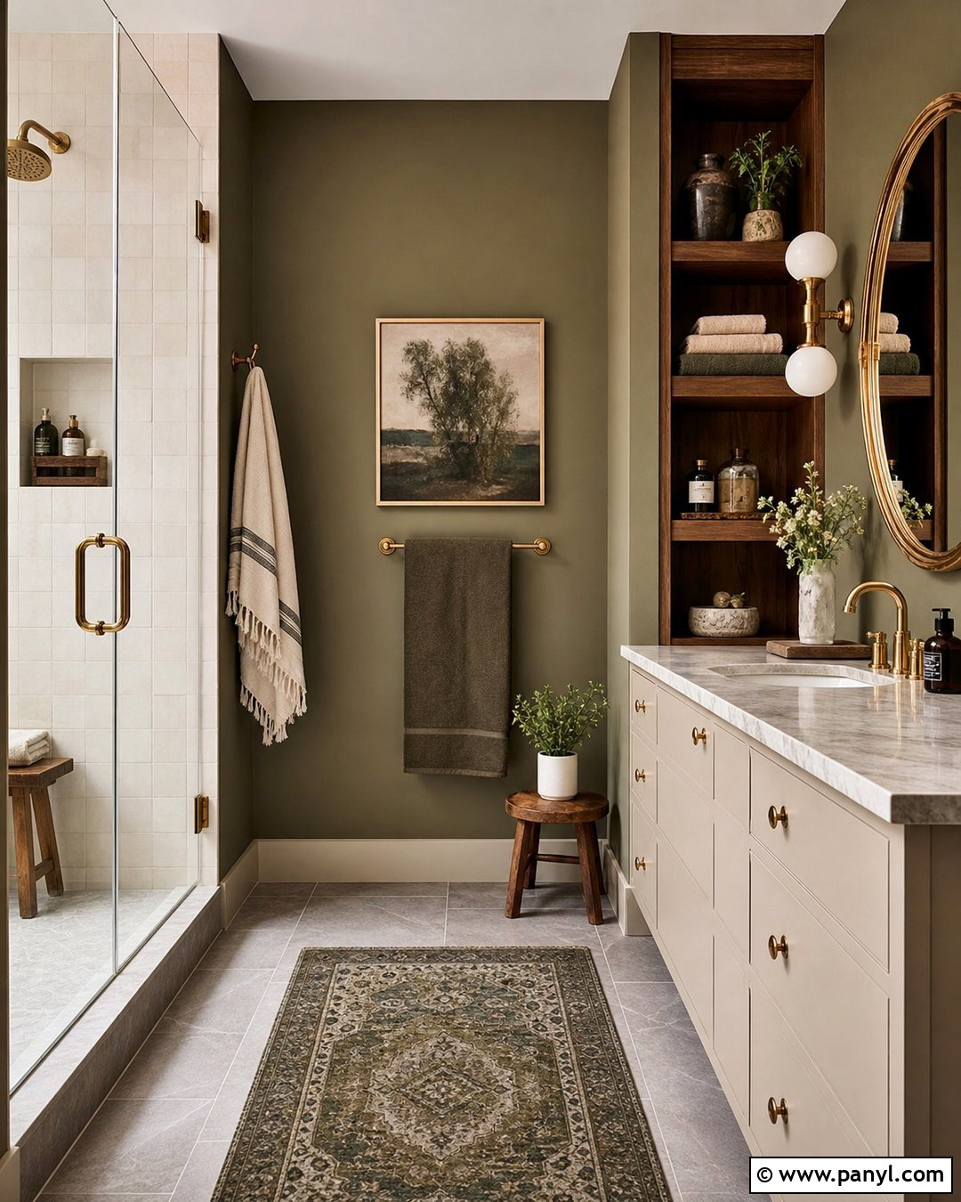 Olive Green Bathroom Walls - 20 Bathroom Wall Color With Gray Floor Ideas