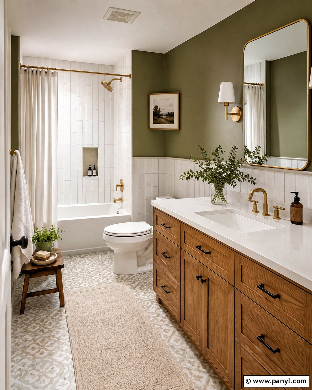 Olive Green Bathroom With White Tile - 20 olive green room ideas