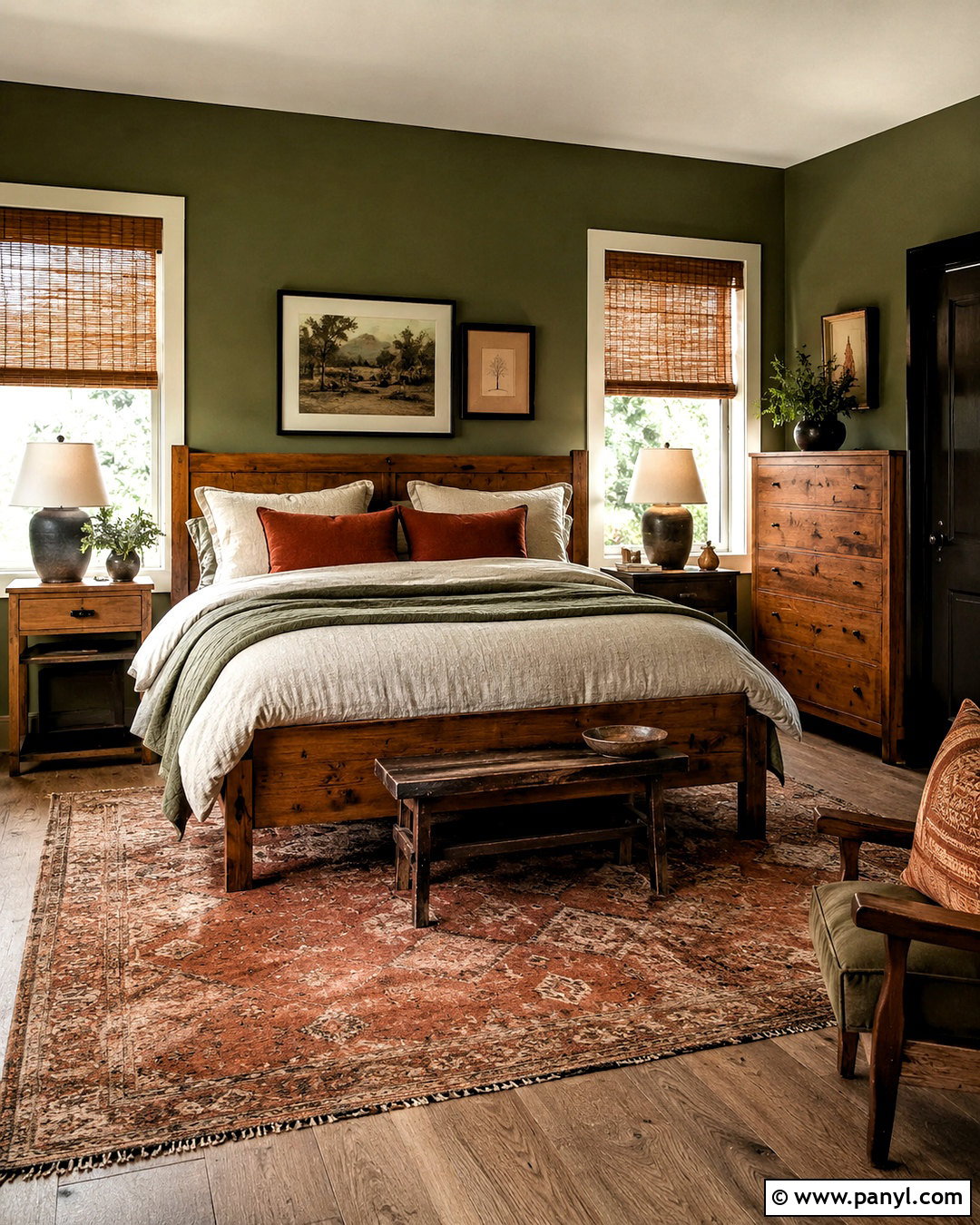 Olive Green Bedroom - 40 green wall room ideas
