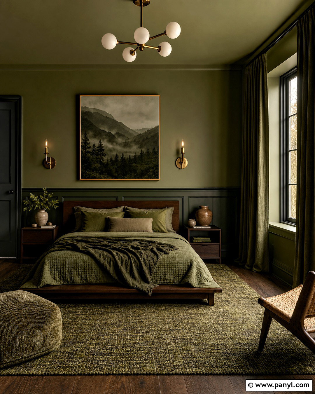 Olive Green Bedroom - 20 all green room ideas