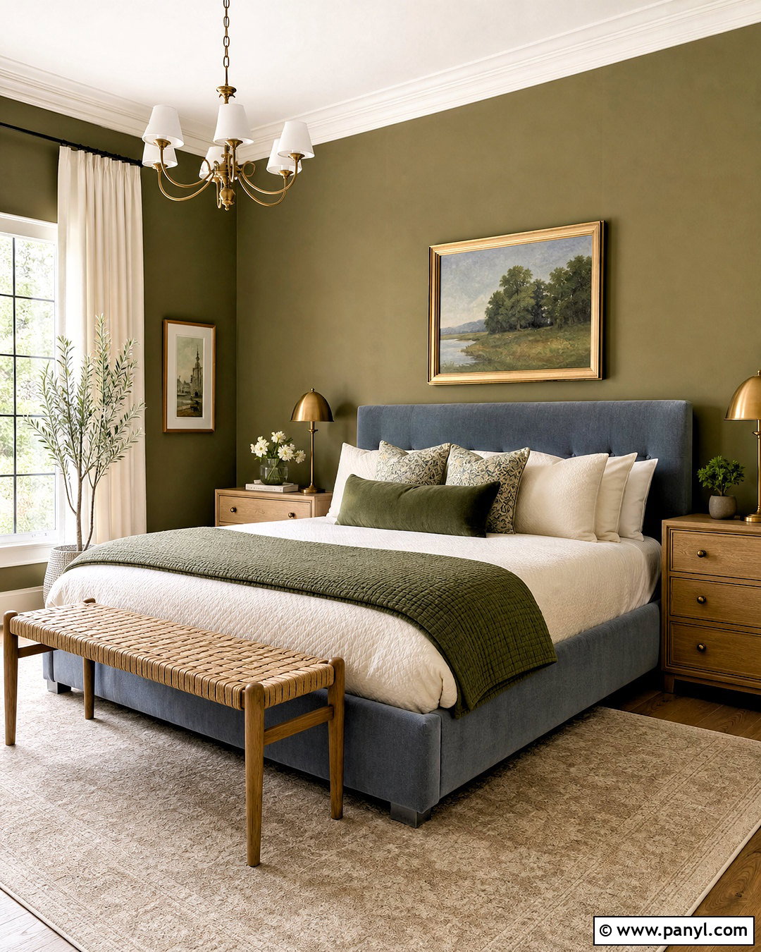 Olive Green Bedroom With Dusty Blue - 20 olive green interior design ideas
