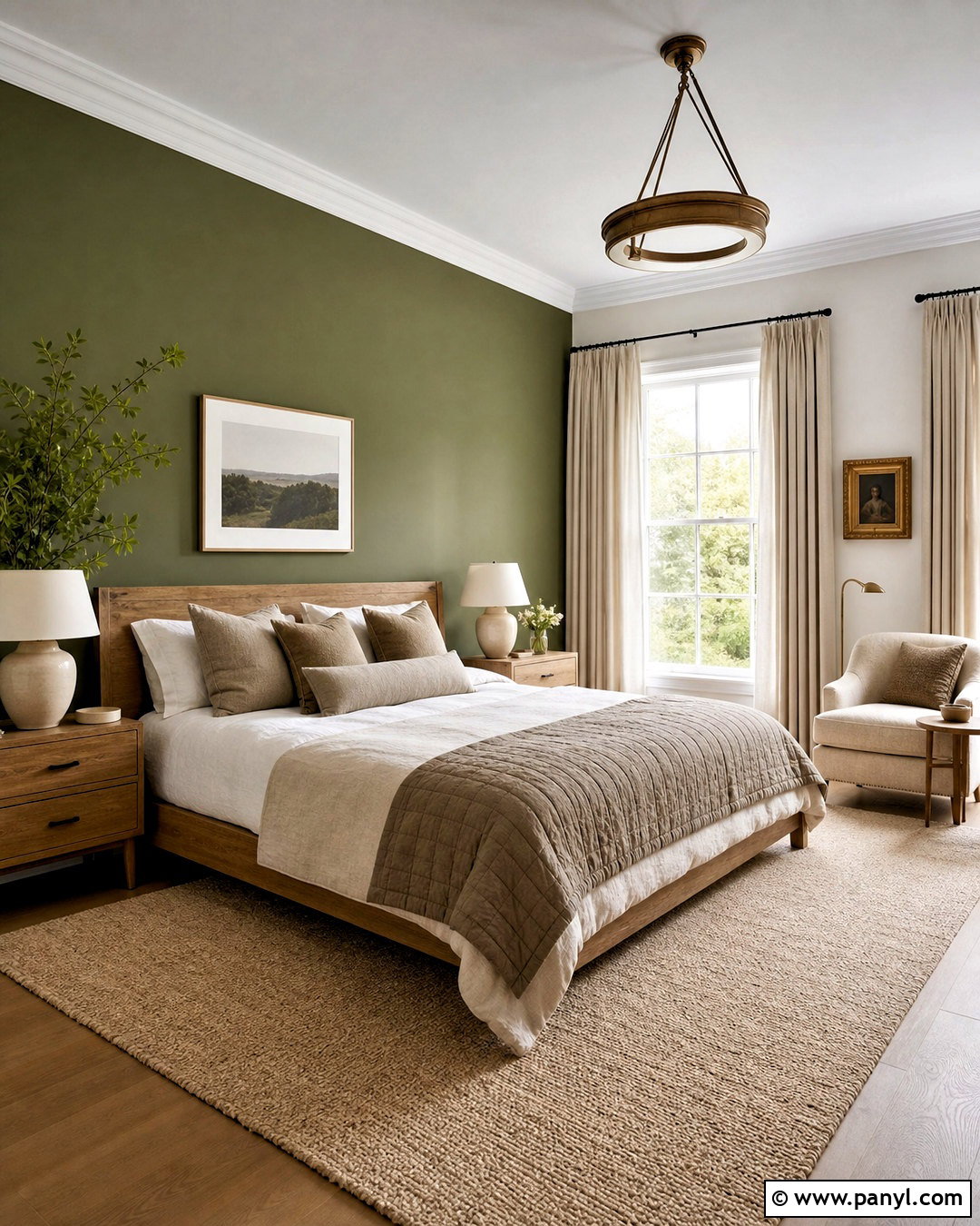 Olive Green Bedroom With Warm Neutrals - 20 olive green interior design ideas