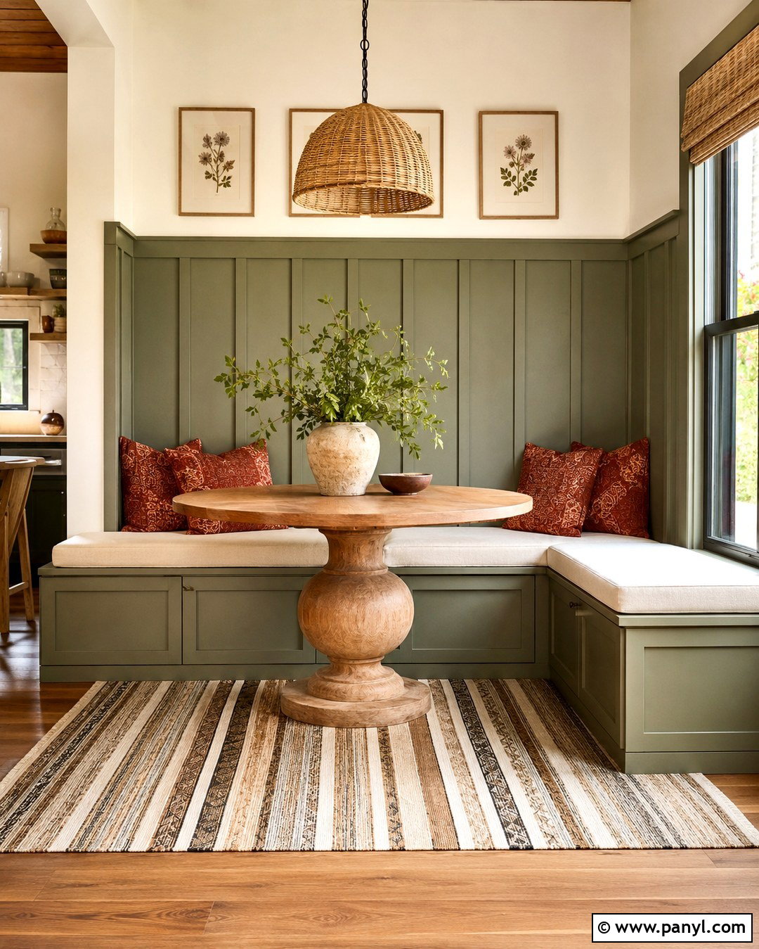 Olive Green Board And Batten Dining Nook - 20 Board And Batten Color Ideas Accent Wall Ideas