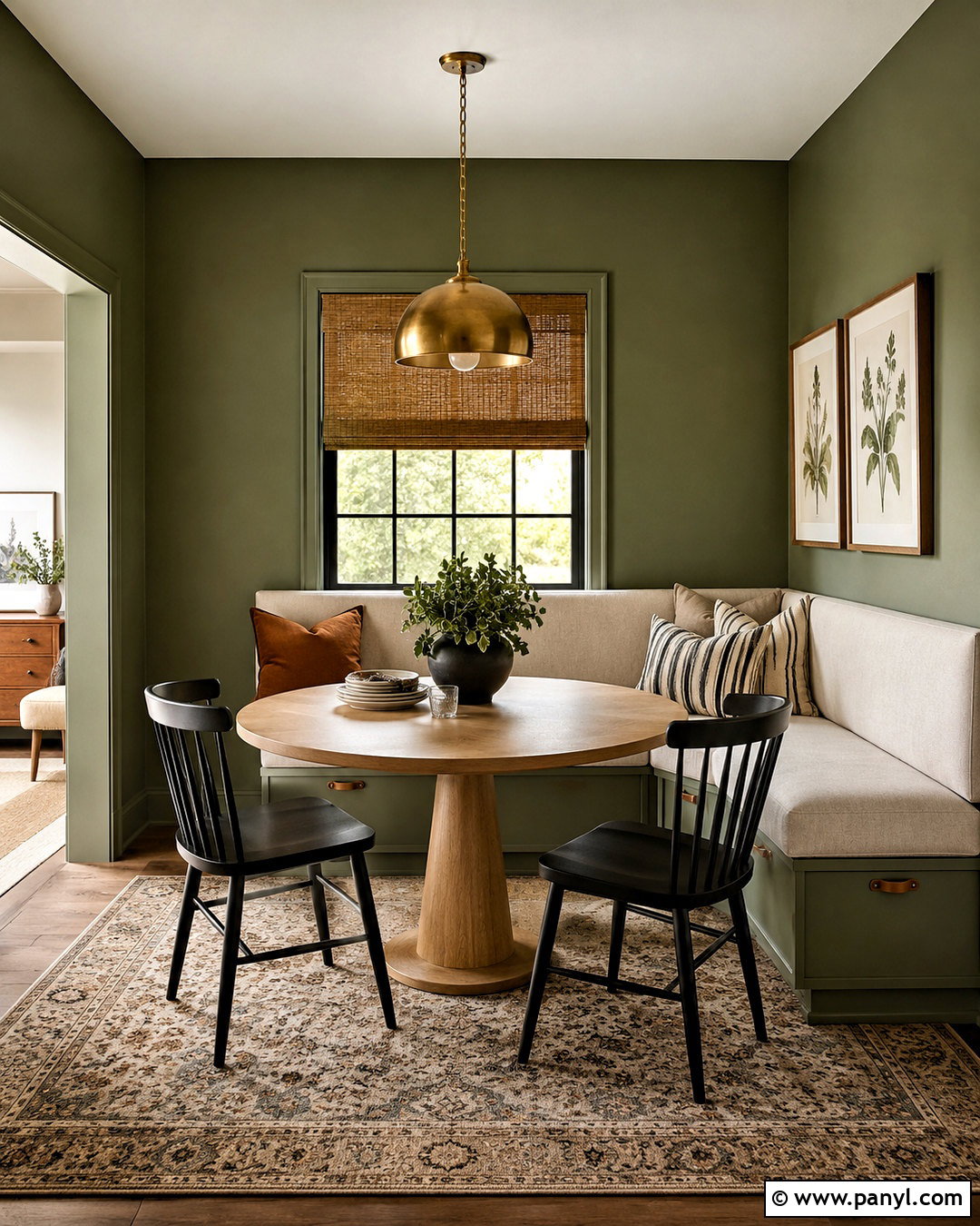Olive Green Breakfast Nook - 40 olive green walls