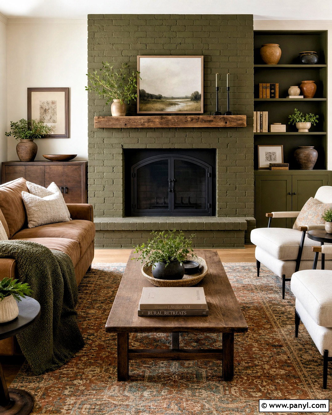 Olive Green Brick Fireplace - 20 green brick fireplace ideas