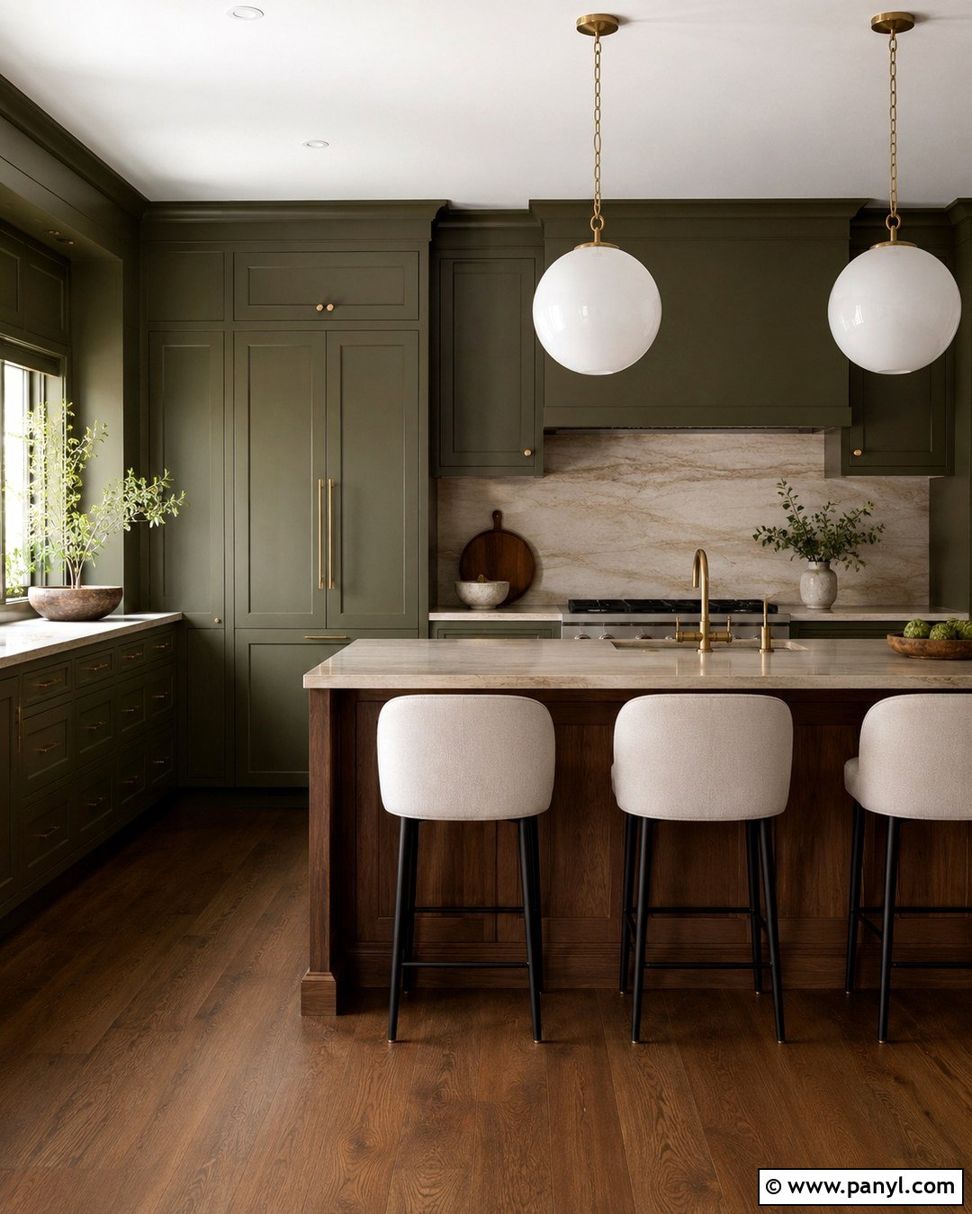 Olive Green Cabinets Matching Olive Green Walls - 20 Cabinets Matching Wall Color Ideas