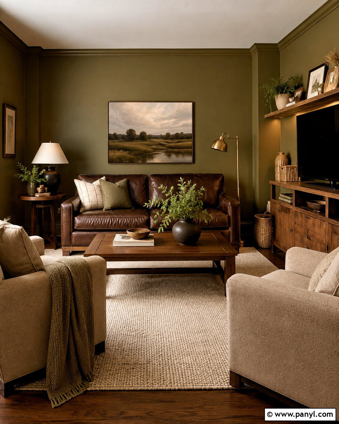 Olive Green Chocolate Brown And Linen Den - 20 olive green color palette ideas