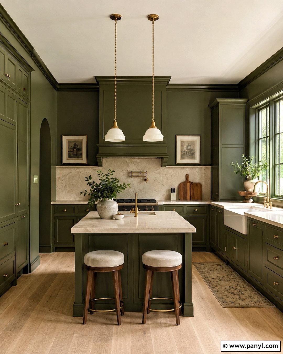 Olive Green Color-Drenched Kitchen - 20 olive kitchen ideas