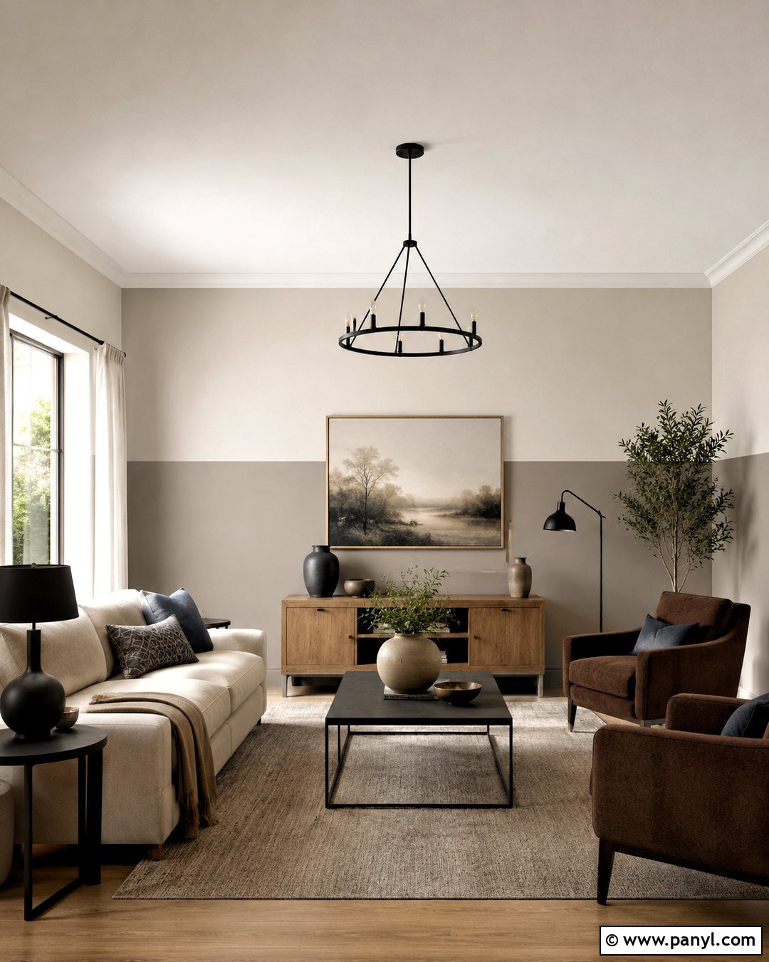 Olive Green Color Drenched Living Room - 20 living room paint design ideas