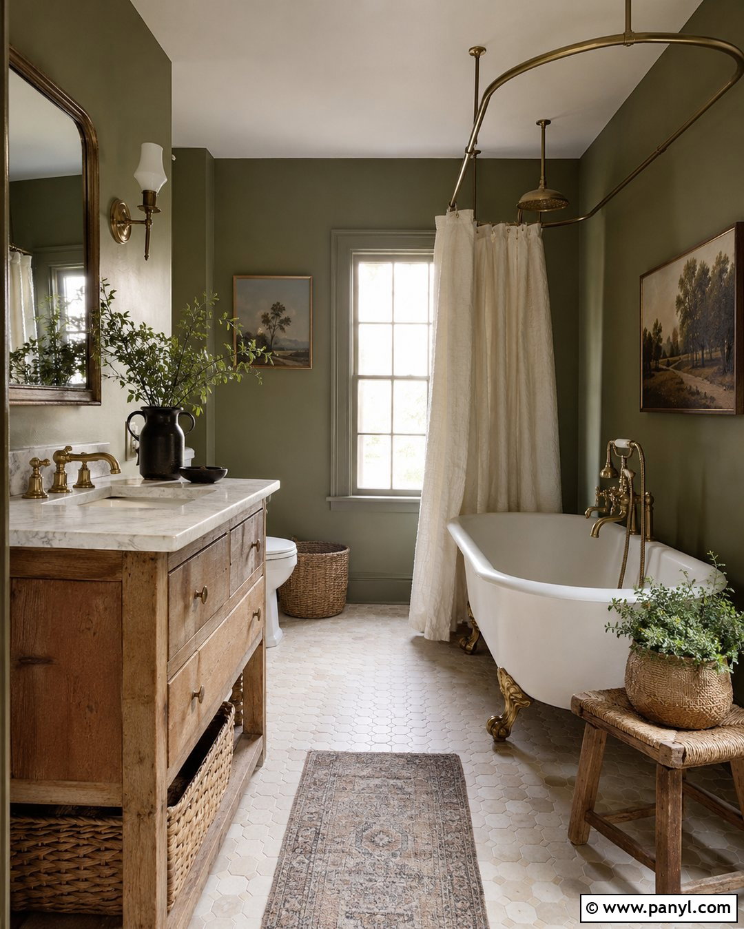 Olive Green Cottage Bathroom - 20 Vintage Bathroom With Green Walls