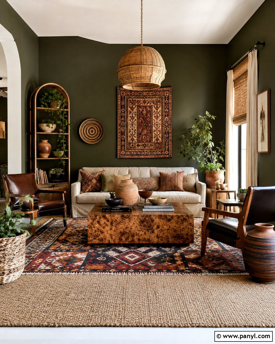 Olive Green Dark Wall Living Room - 20 dark wall living room ideas