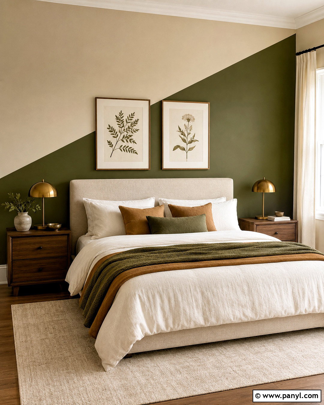 Olive Green Diagonal Color Block Wall - 20 colour block walls