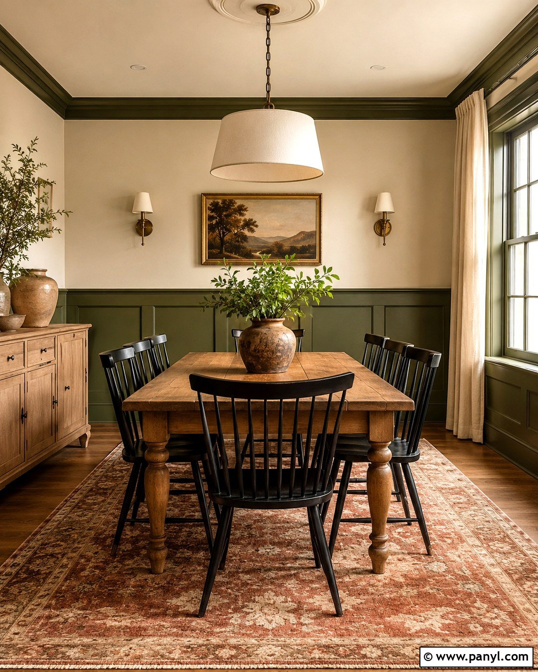 Olive Green Dining Room Wainscoting - 20 Green Painted Paneling Ideas