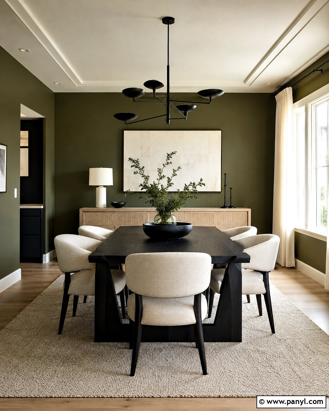 Olive Green Dining Room With Black Furniture - 40 olive green walls