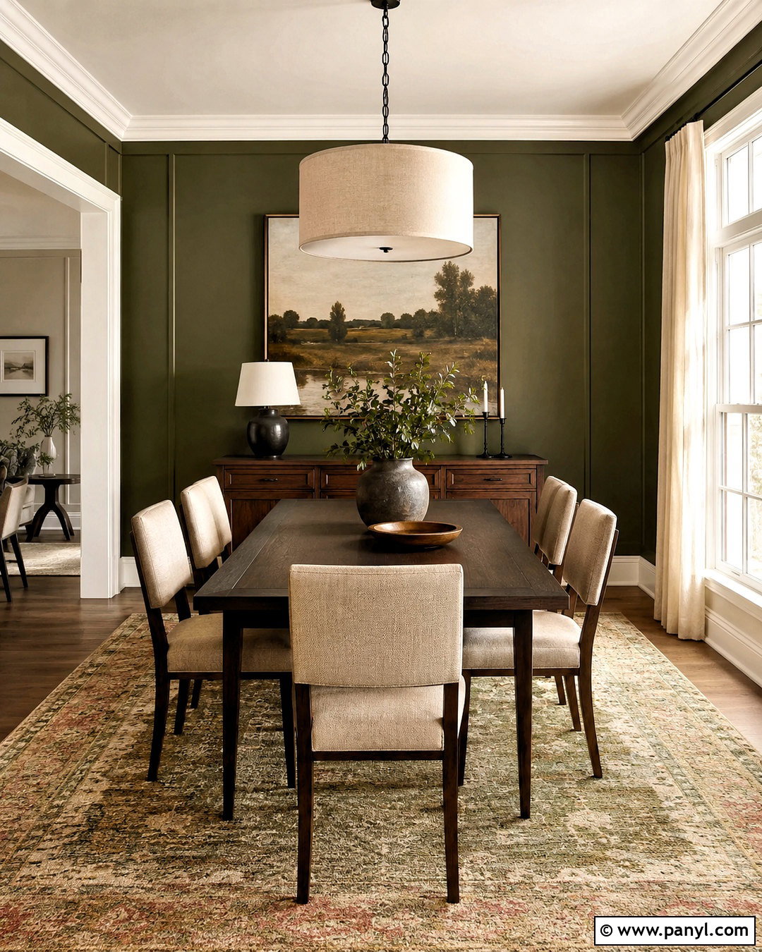 Olive Green Dining Room With Dark Wood - 20 olive green room ideas