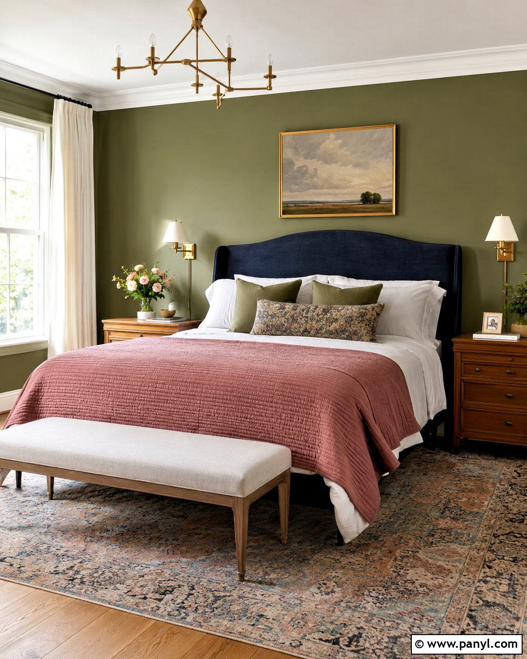 Olive Green Dusty Rose And Navy Bedroom - 20 olive green color palette ideas