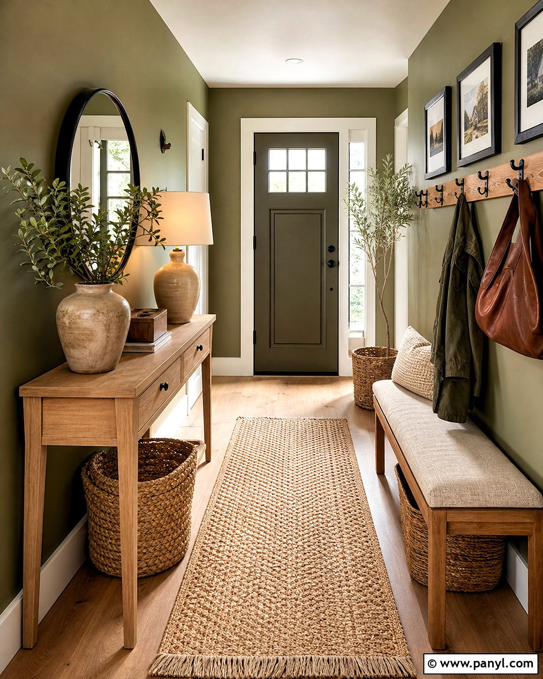 Olive Green Entryway With Natural Wood - 20 olive green interior design ideas
