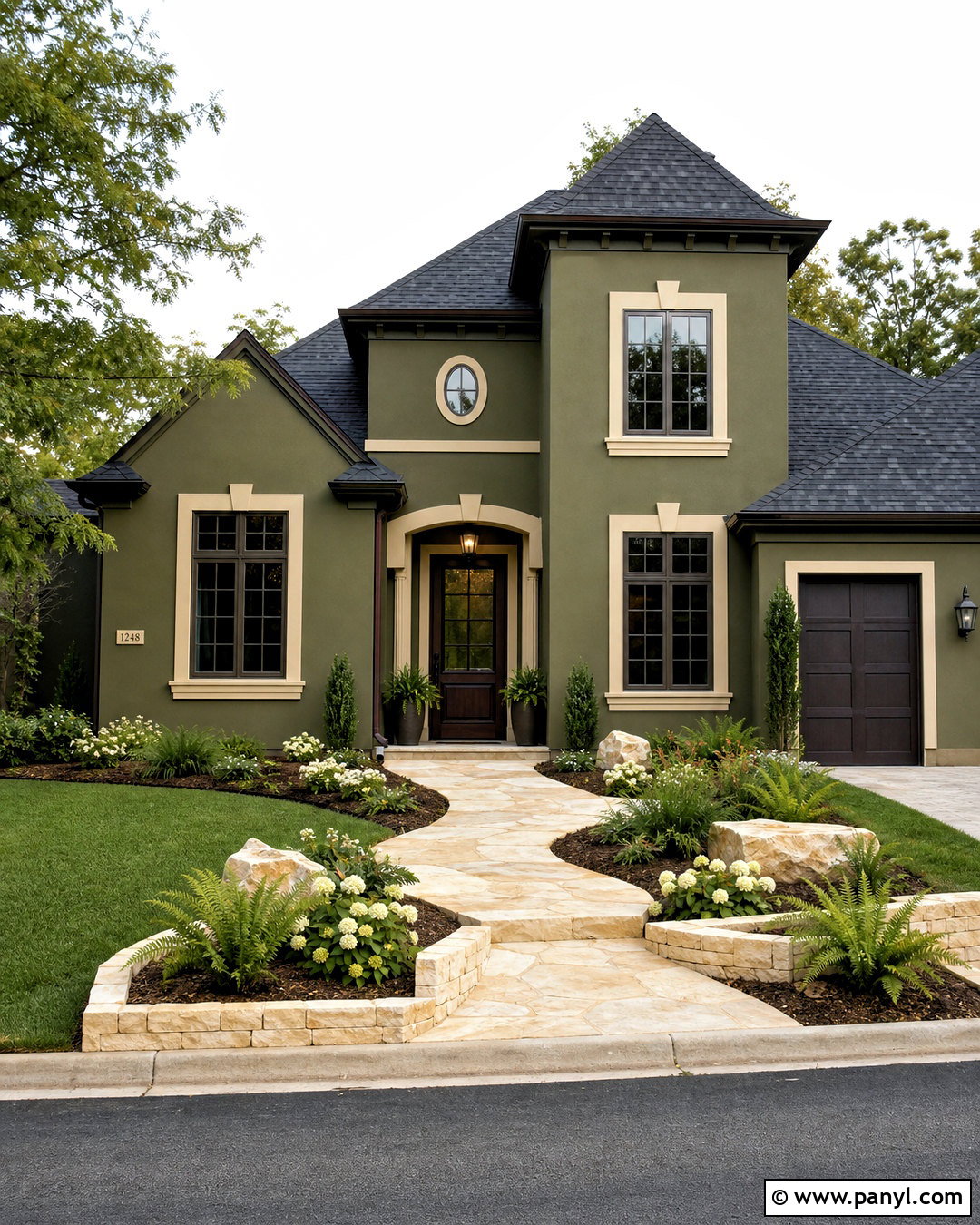 Olive Green Exterior With Beige Trim - 20 outdoor wall painting ideas exterior colors