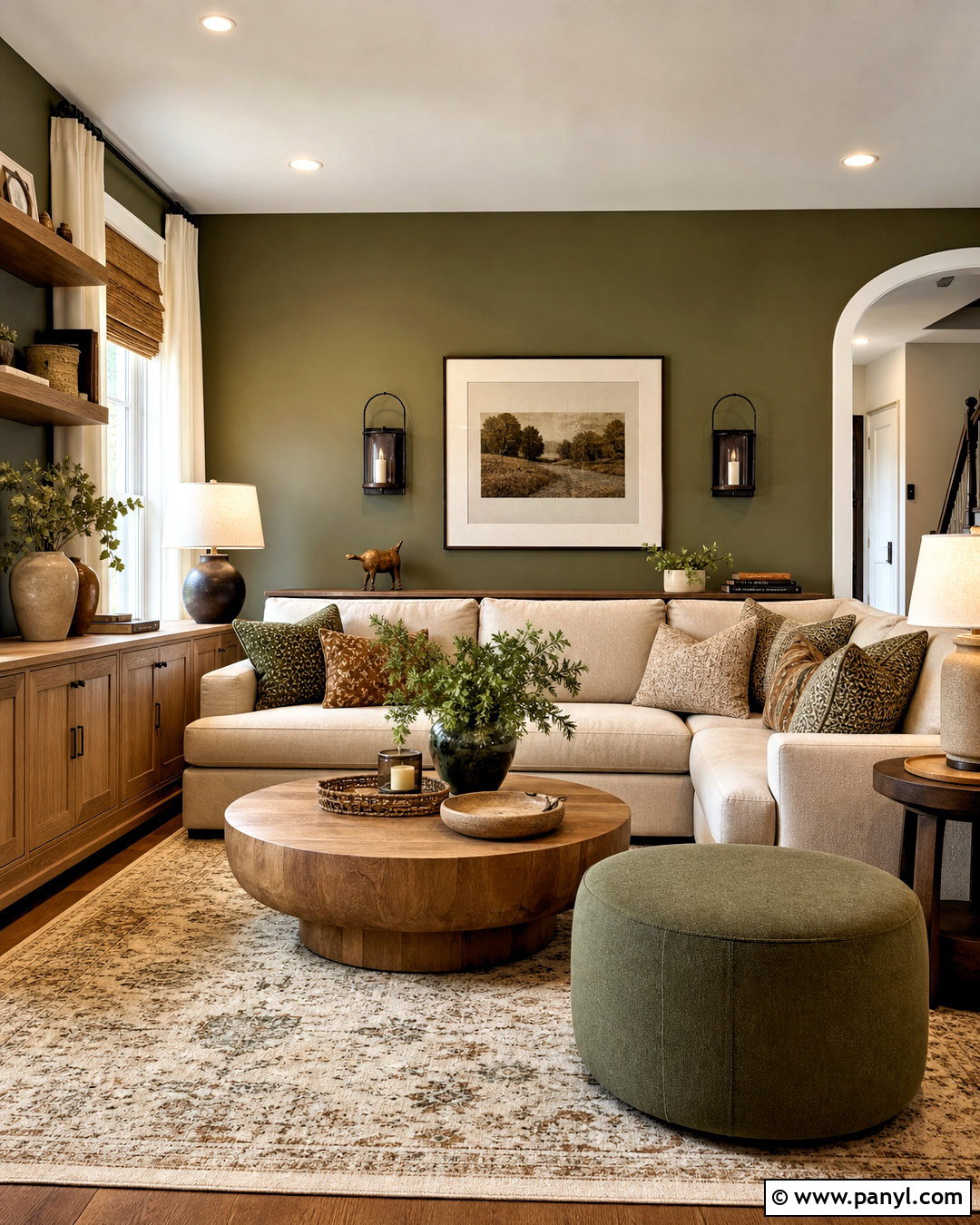 Olive Green Family Room With Sectional - 20 olive green interior design ideas