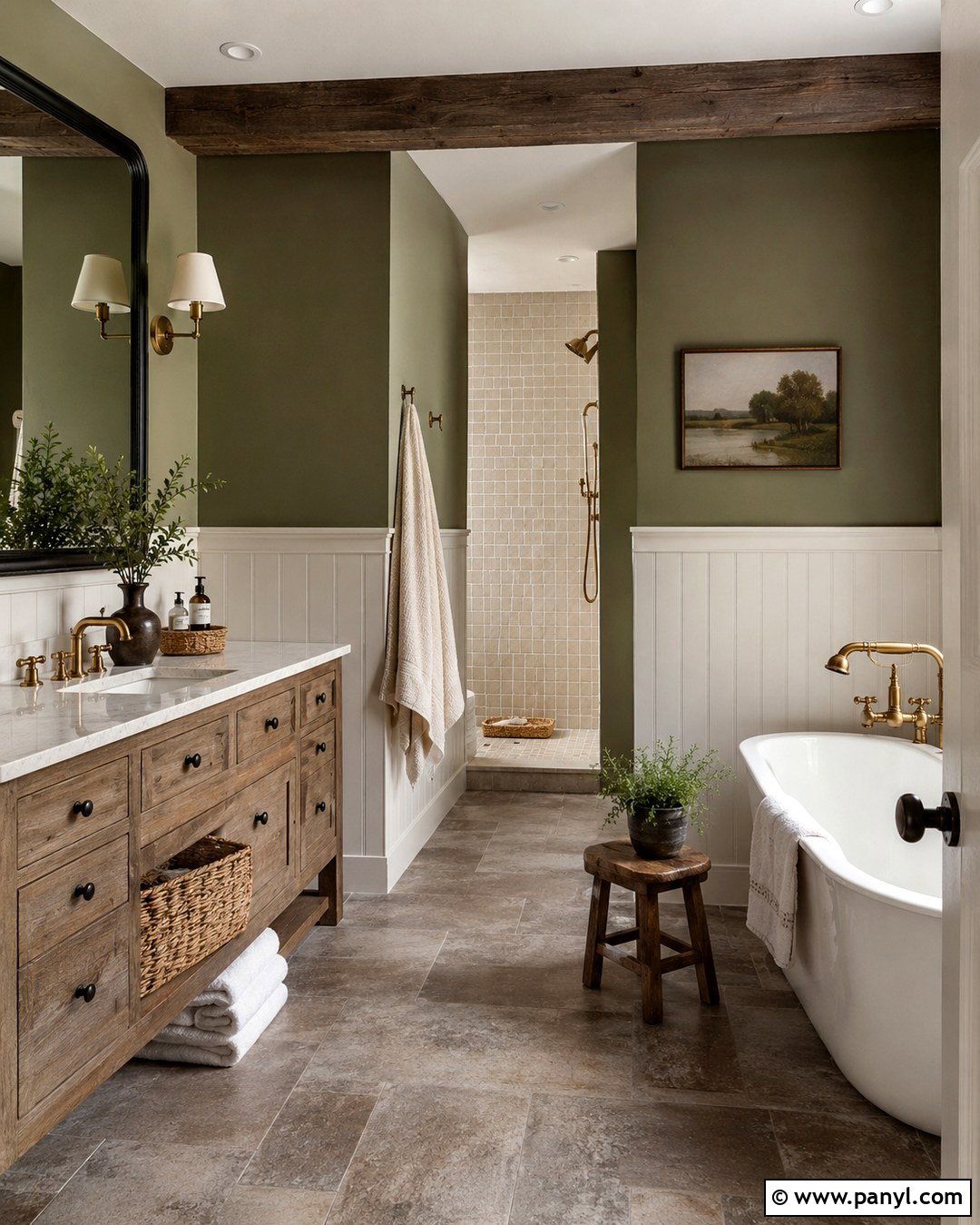 Olive Green Farmhouse Bathroom - 20 Farmhouse Bathroom Paint Colors Wall Ideas