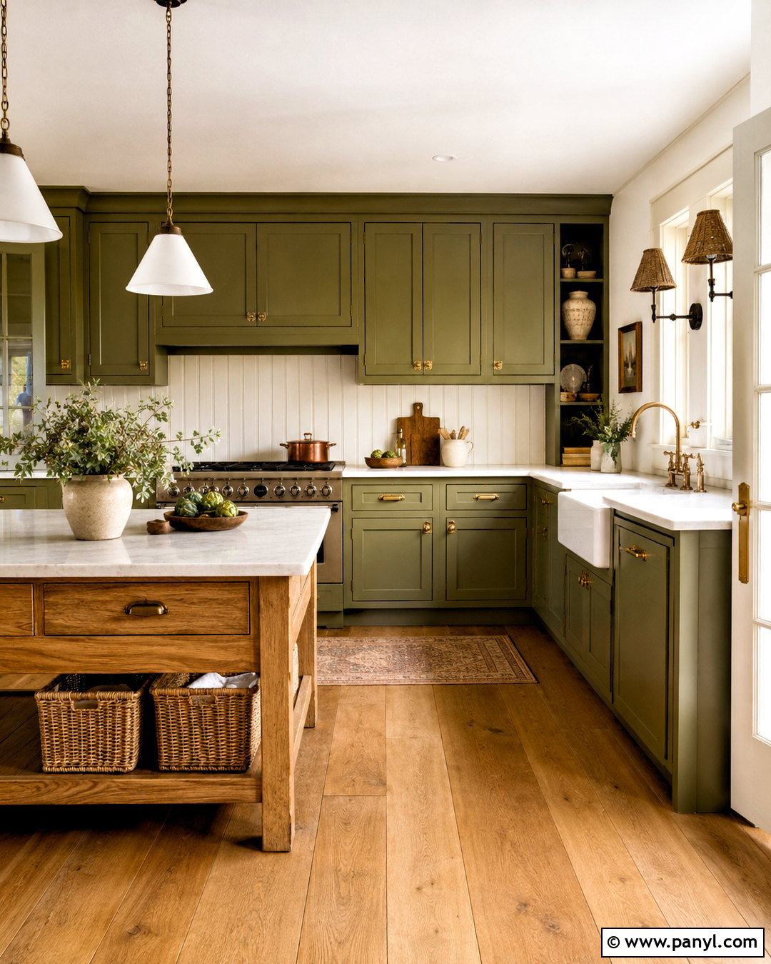 Olive Green Farmhouse Kitchen - 20 olive green and white kitchen ideas