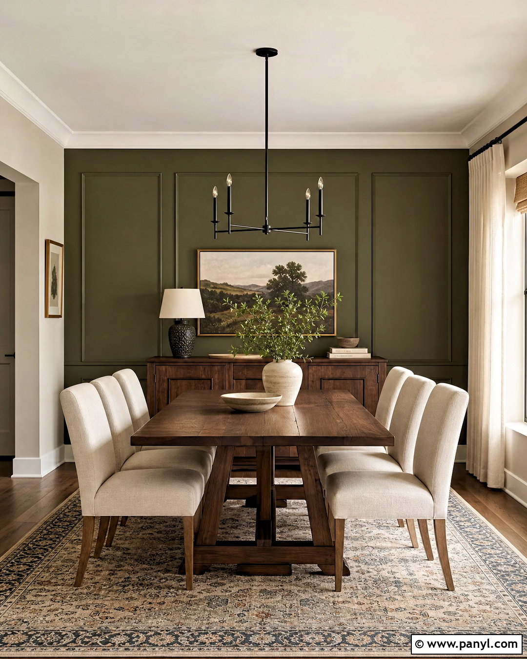 Olive Green Feature Wall Dining Room - 20 green feature wall ideas
