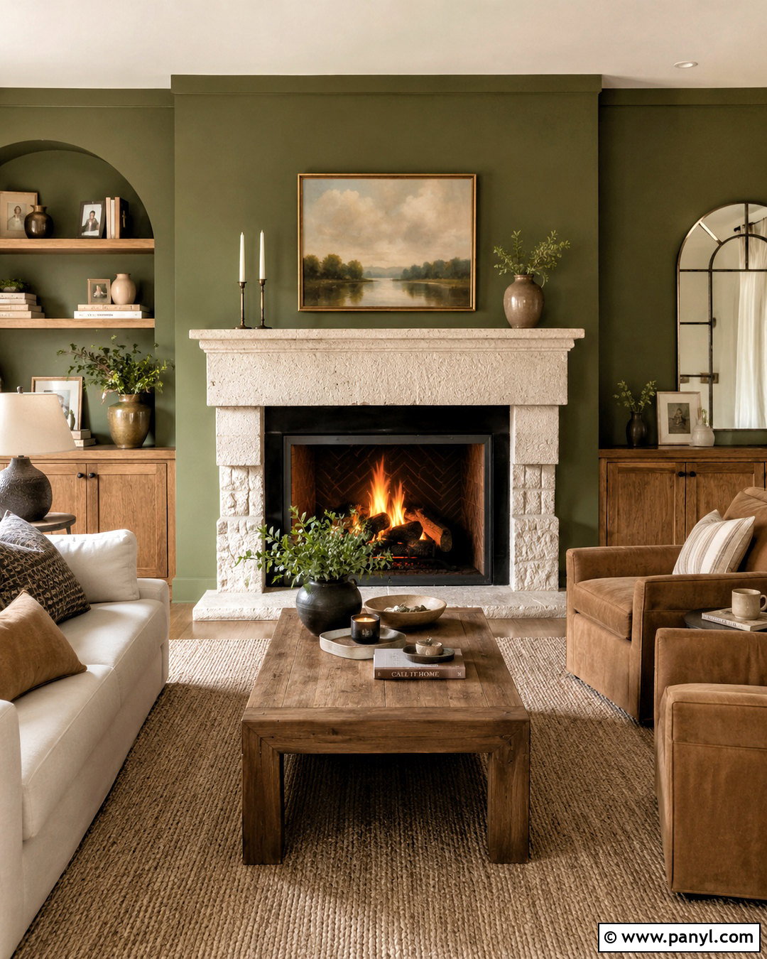 Olive Green Fireplace Accent Wall - 20 olive green accent wall living room ideas
