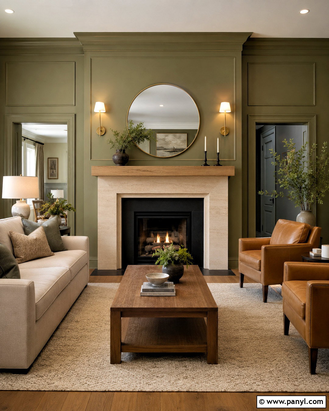 Olive Green Fireplace Wall - 40 olive green walls