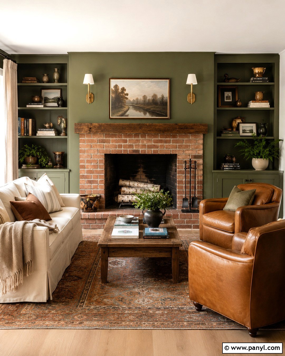 Olive Green Fireplace Wall - 20 Accent Color On Fireplace Wall Ideas