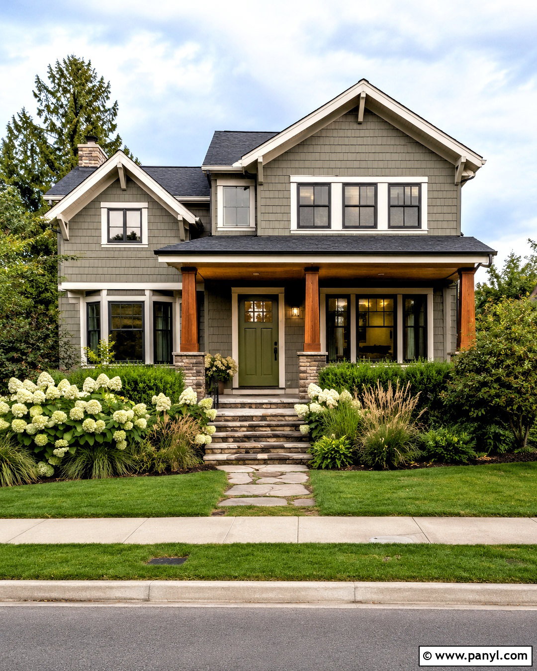 Olive Green Front Door - 20 door colors for gray house ideas