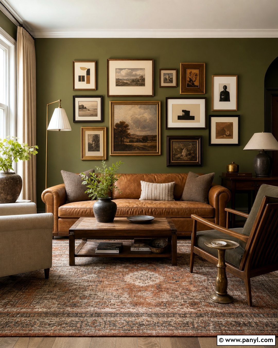 Olive Green Gallery Wall - 25 Gallery Wall Colors