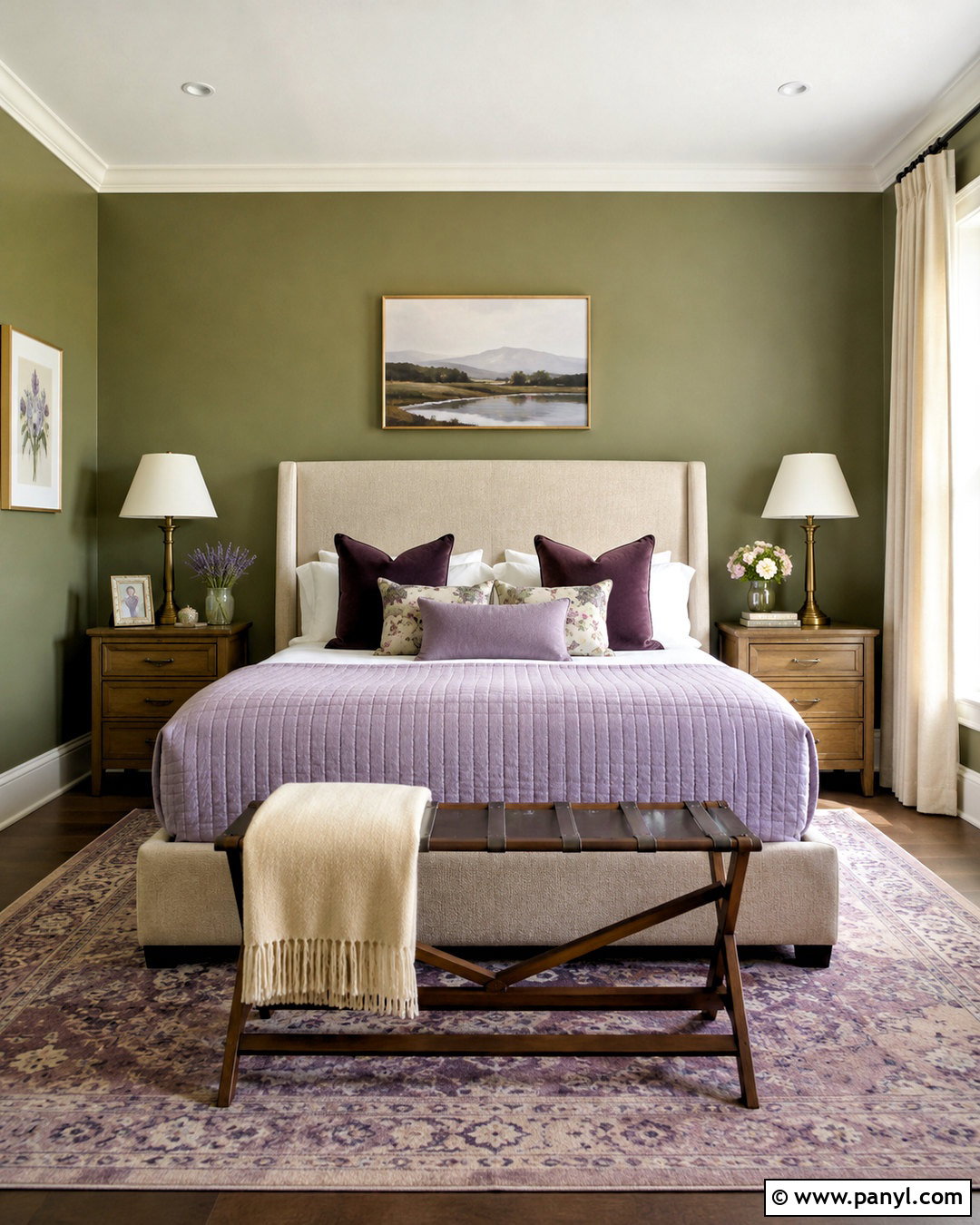 Olive Green Guest Room With Lavender Decor - 40 olive green walls