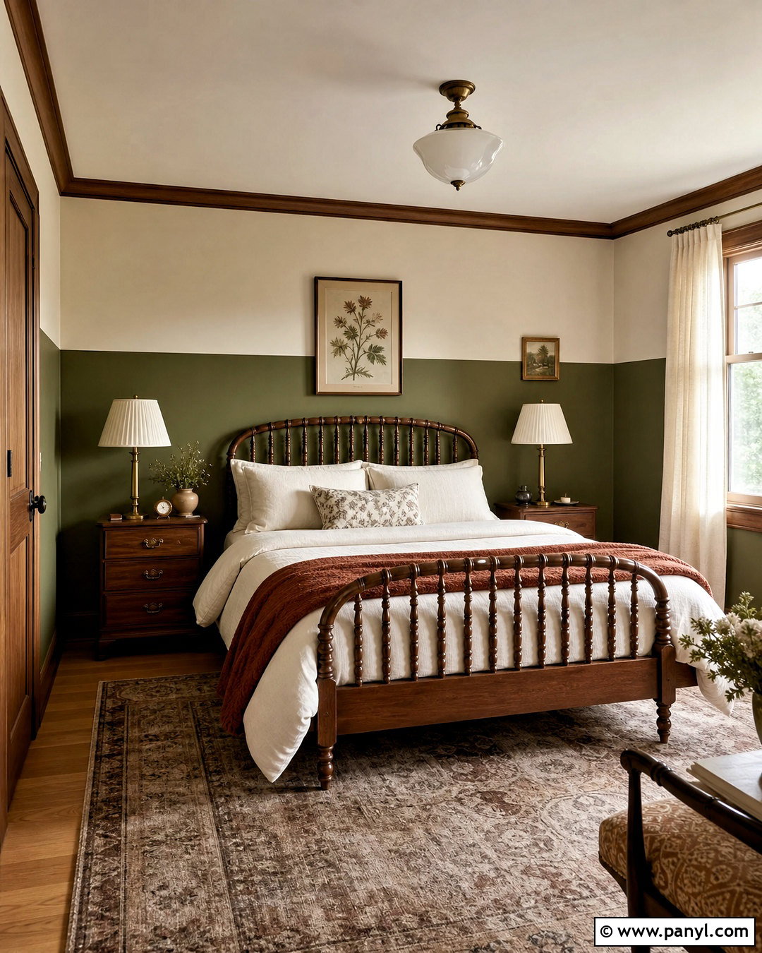 Olive Green Half Painted Wall Bedroom - 20 half painted wall bedroom ideas