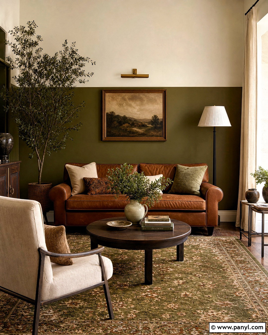 Olive Green Half Painted Wall Living Room - 20 half painted wall living room ideas