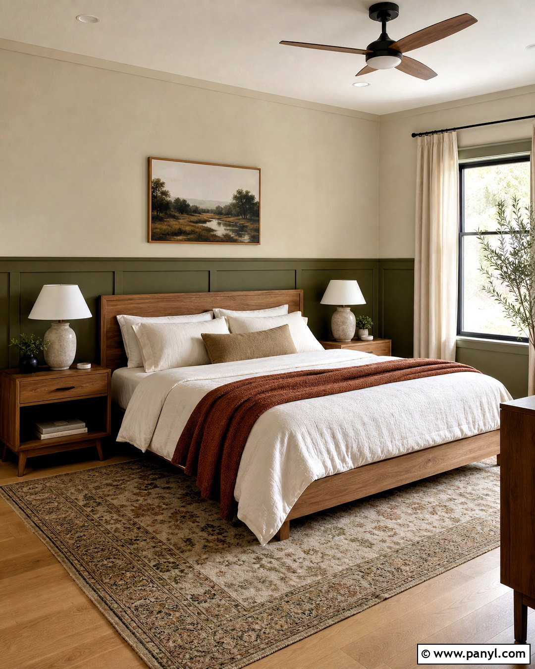 Olive Green Half Wall Bedroom - 20 half green wall ideas
