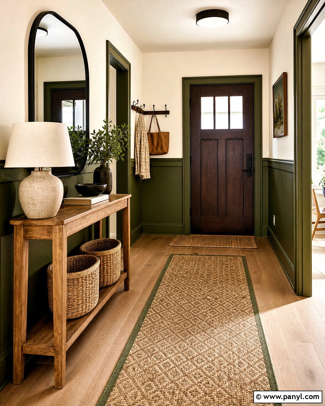 Olive Green Half Wall Entryway - 20 painting half wall ideas