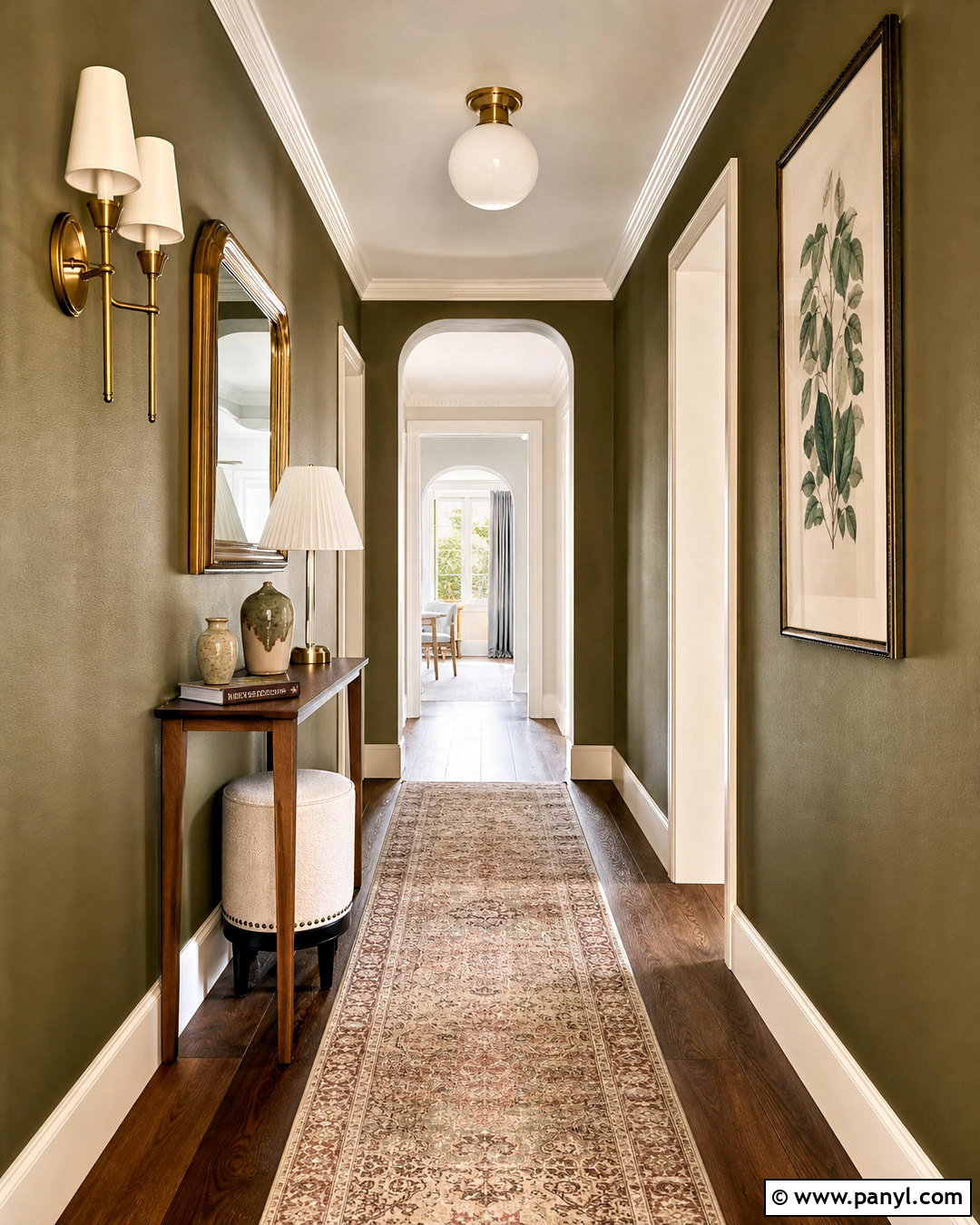 Olive Green Hallway With Brass Decor - 20 olive green hallway ideas