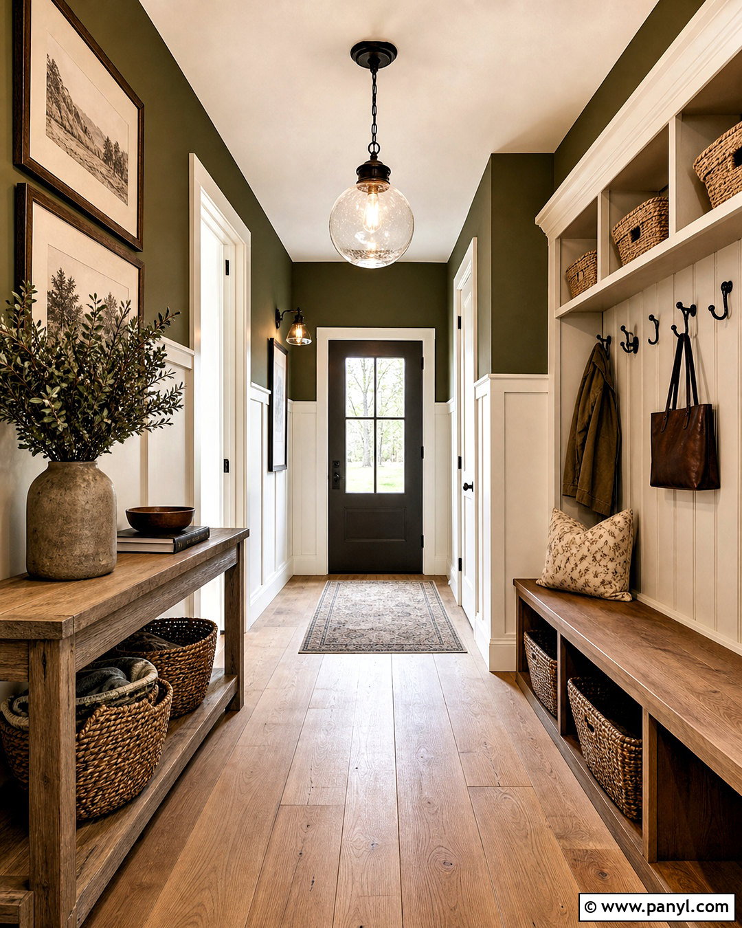 Olive Green Hallway With Farmhouse Decor - 20 olive green hallway ideas
