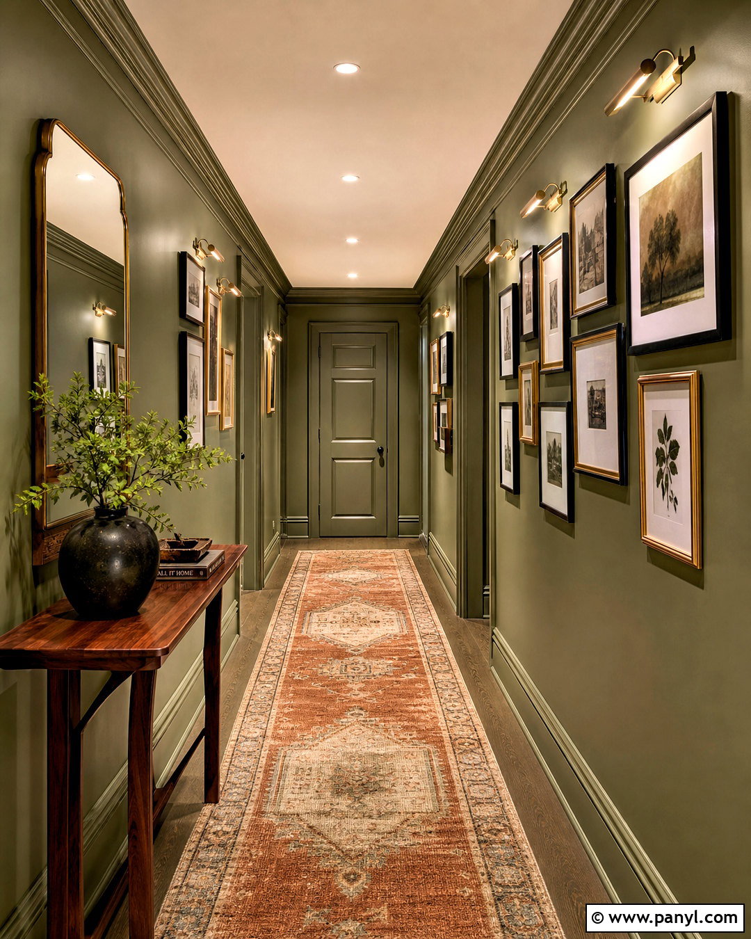 Olive Green Hallway With Gallery Wall - 20 olive green interior design ideas