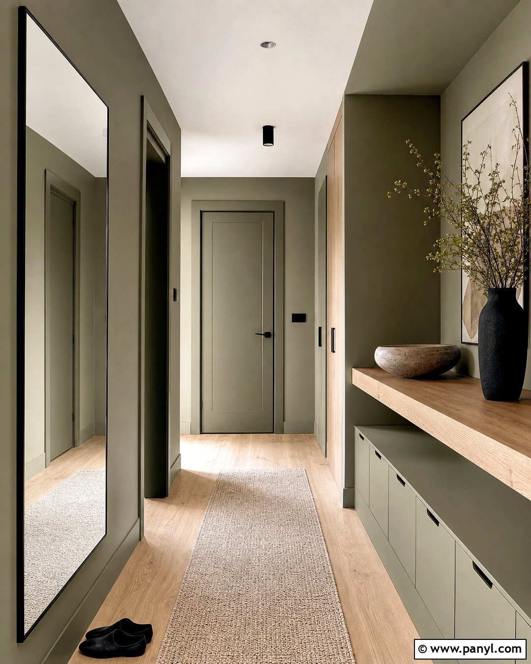 Olive Green Hallway With Minimalist Decor - 20 olive green hallway ideas