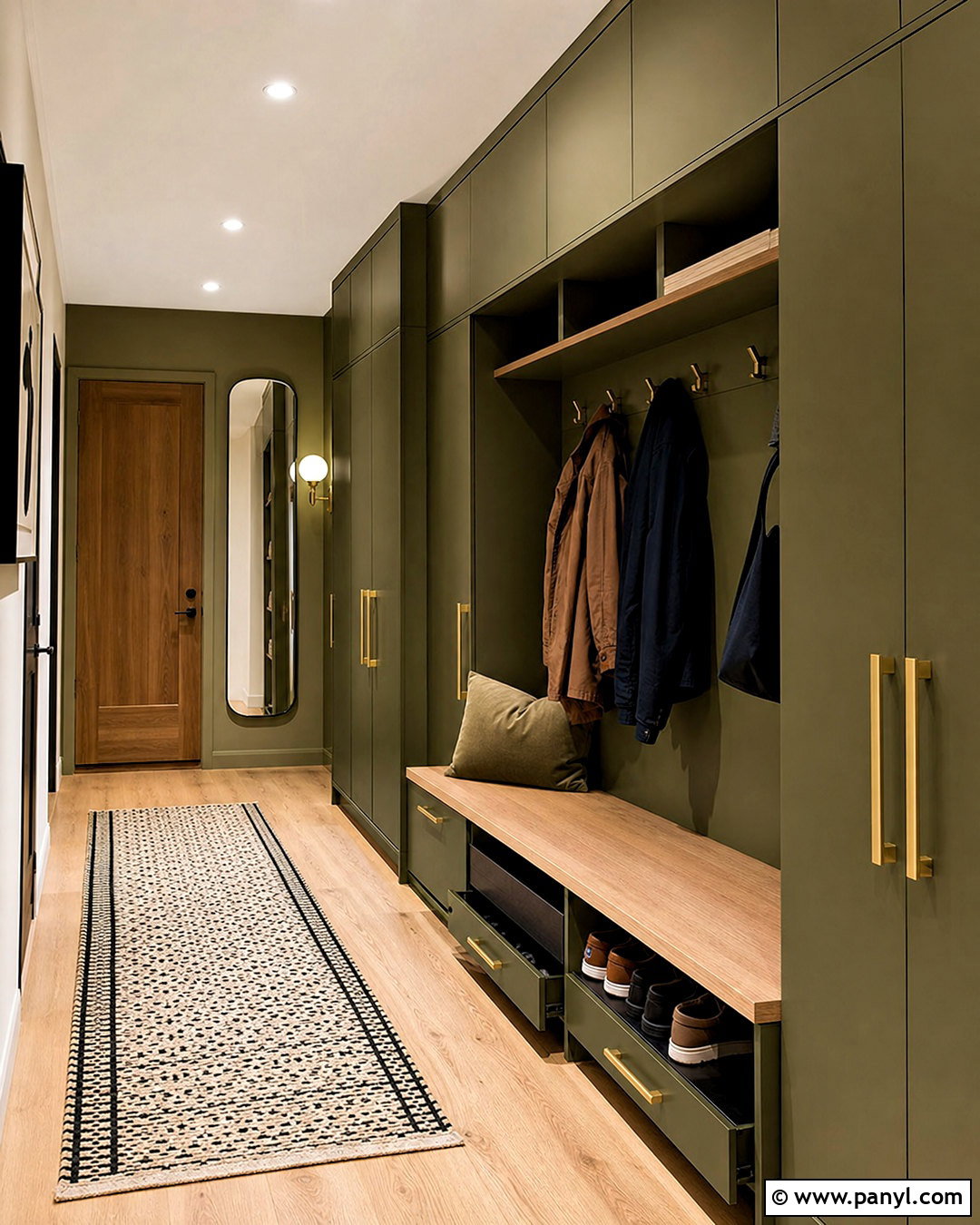 Olive Green Hallway With Modern Storage - 20 olive green hallway ideas