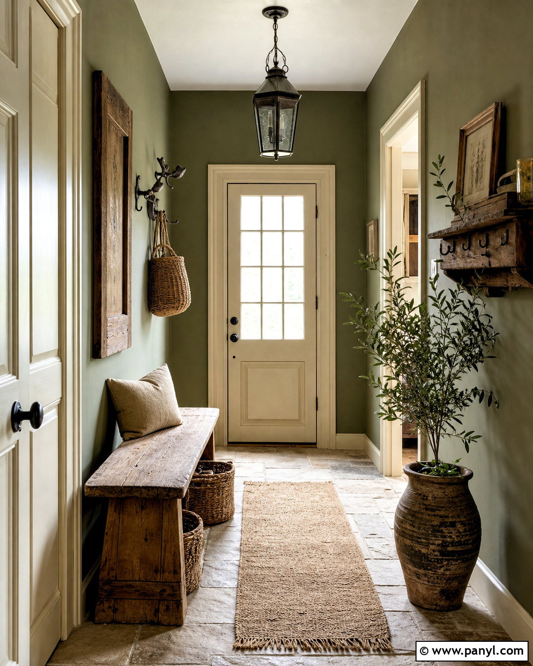 Olive Green Hallway With Rustic Stone Flooring - 20 olive green hallway ideas