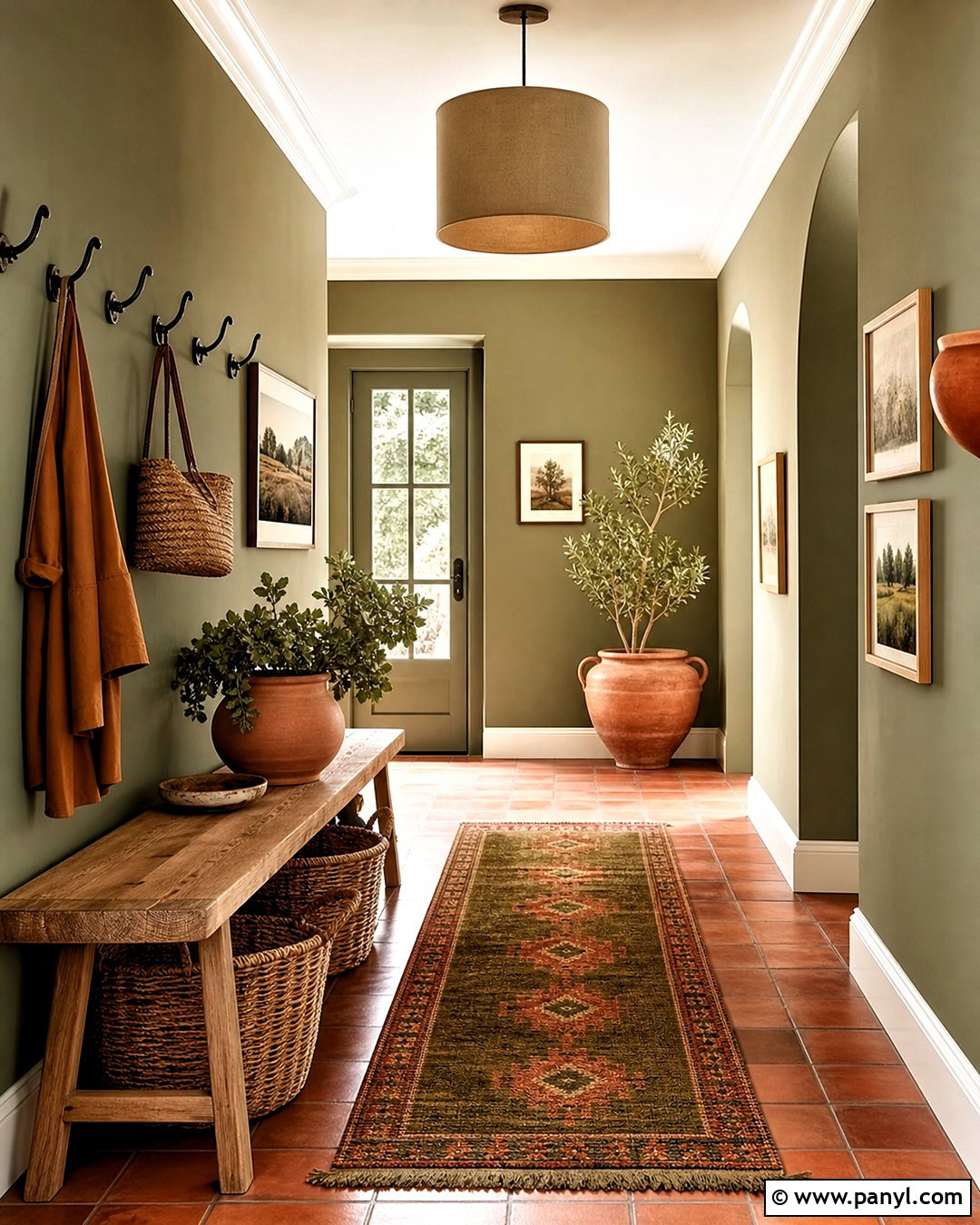 Olive Green Hallway With Terracotta Accents - 20 olive green hallway ideas