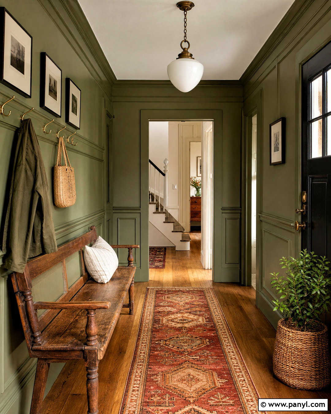 Olive Green Hallway With Wood Paneling - 20 olive green hallway ideas