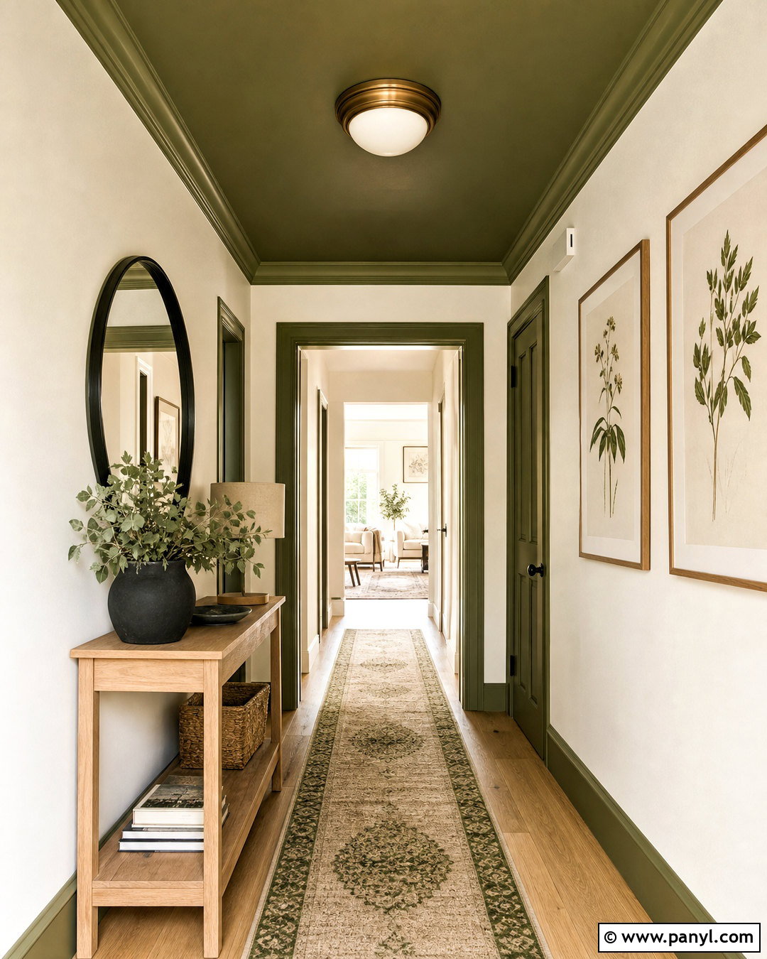 Olive Green Hallway With a Painted Ceiling - 20 olive green hallway ideas