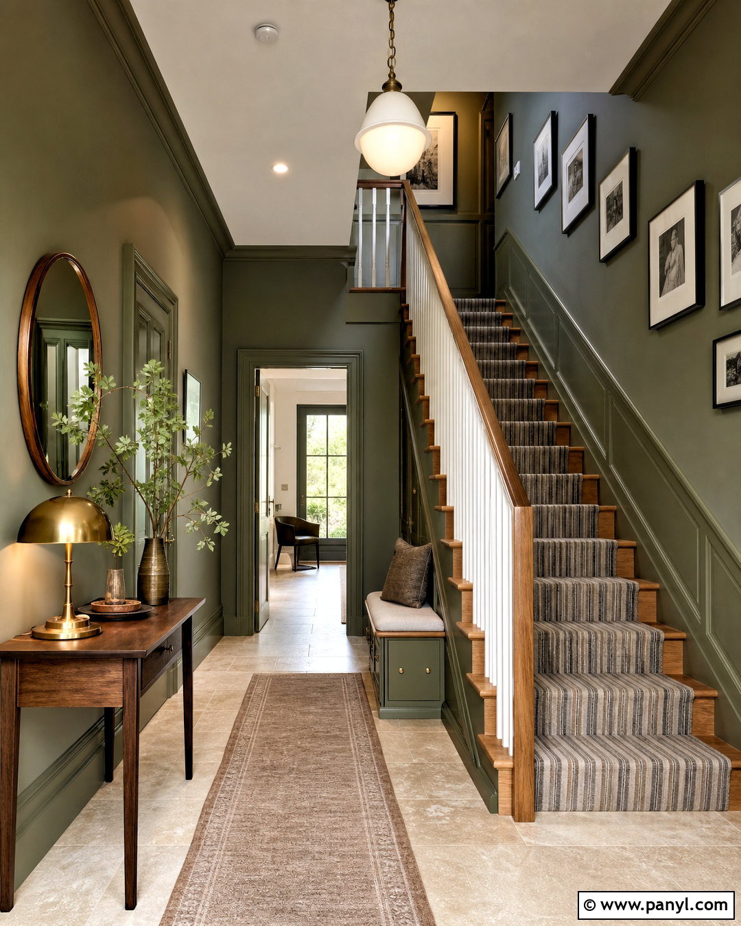 Olive Green Hallway With a Staircase - 20 olive green hallway ideas