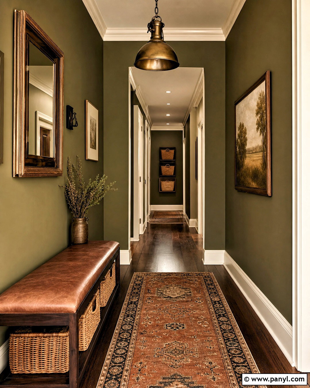 Olive Green Hallway - 20 hallway colour schemes