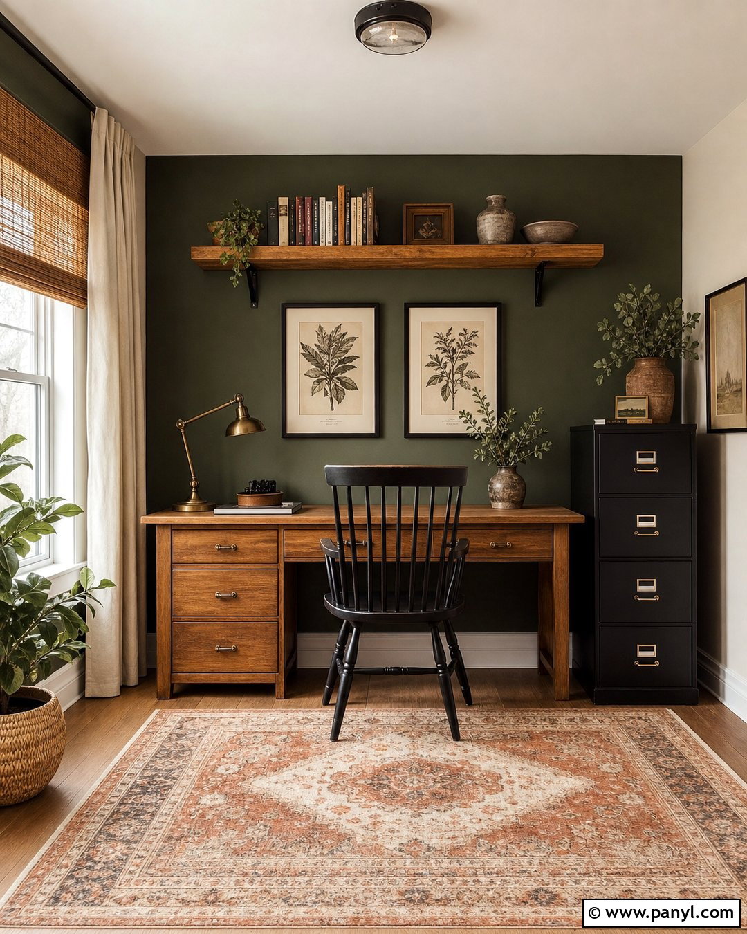 Olive Green Home Office Accent Wall - 25 Home Office Accent Wall Color Ideas