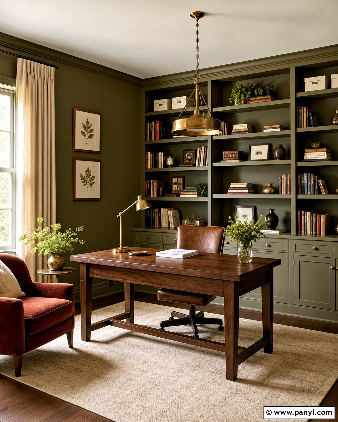 Olive Green Home Office Color Scheme - 20 room colour ideas
