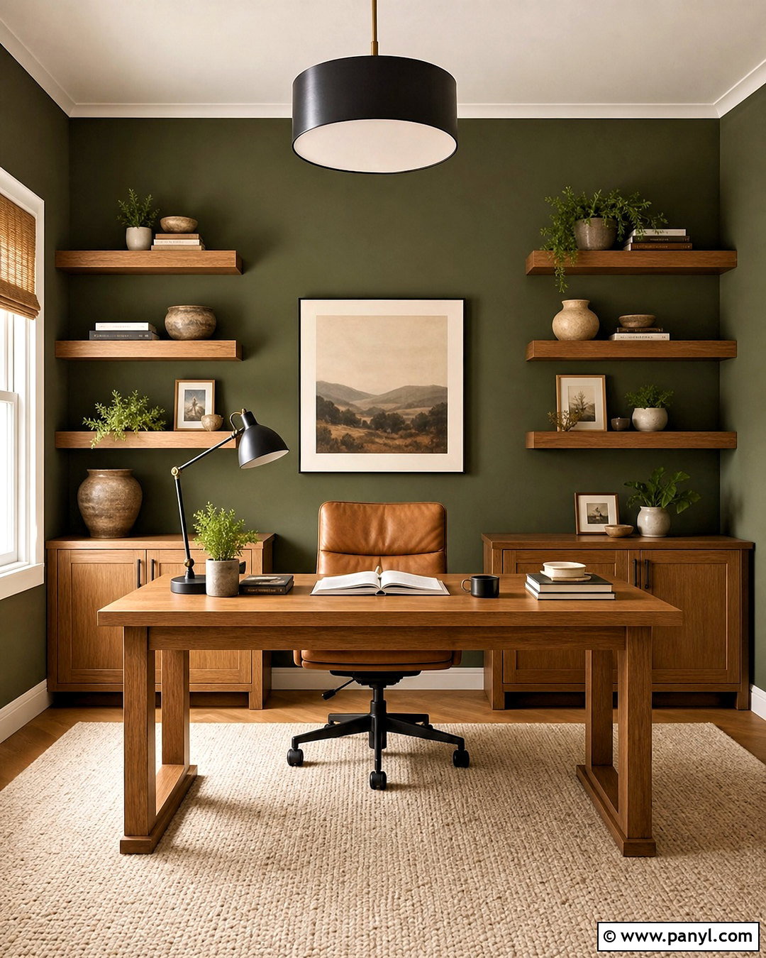 Olive Green Home Office Wall - 20 green wall background ideas